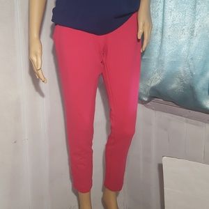 Anne Klein Hot Pink Leggings w/ Logo side zippers